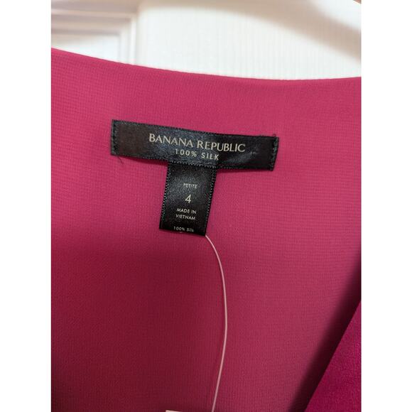 Banana Republic Dress Size 4P Etude 100% Silk Maxi Berry Pink Fuchsia NWT - Picture 7 of 16